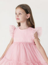 Young Girl Sweet Simple Contrast Mesh Round Neck Dress, Summer